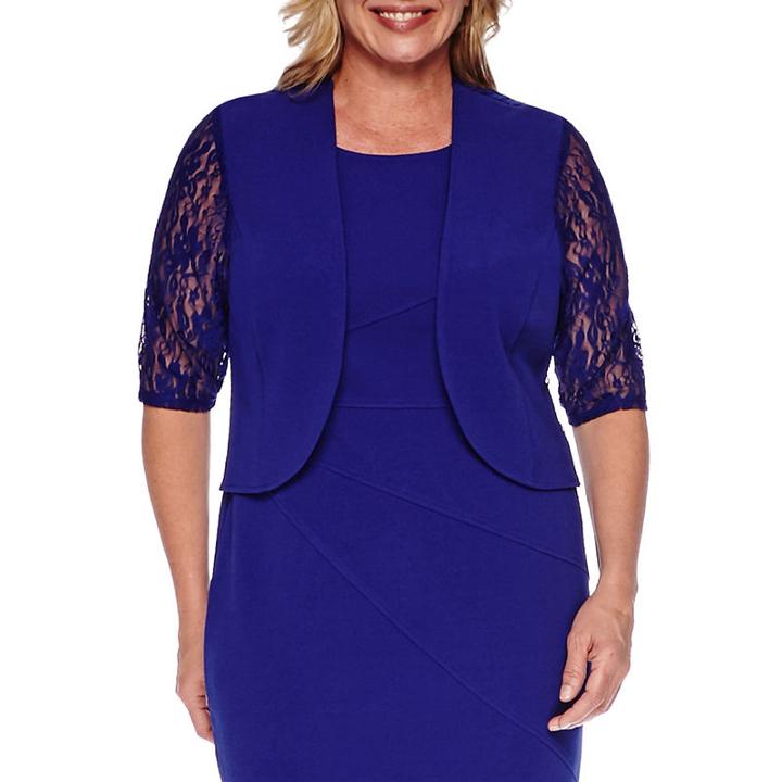 Maya Brooke Elbow-sleeve Lace Jacket Dress - Plus