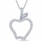 Enchanted Disney Fine Jewelry 1/10 C.t.t.w. Diamond Disney Princess Apple Pendant Necklace In Sterling Silver