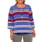 Alfred Dunner Ad Closet Case 3/4 Sleeve Crew Neck T-shirt-womens Plus