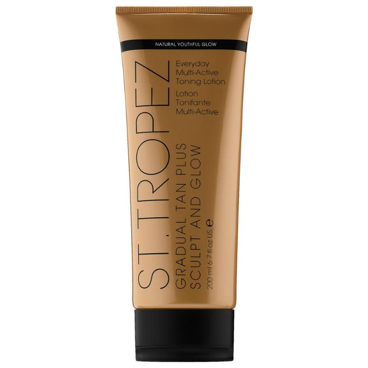 St. Tropez Tanning Essentials Gradual Tan Plus Sculpt And Glow Everyday Multi-active Toning Lotion