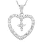 Diamonart Womens 2 1/2 Ct. T.w. White Cubic Zirconia Sterling Silver Heart Pendant Necklace
