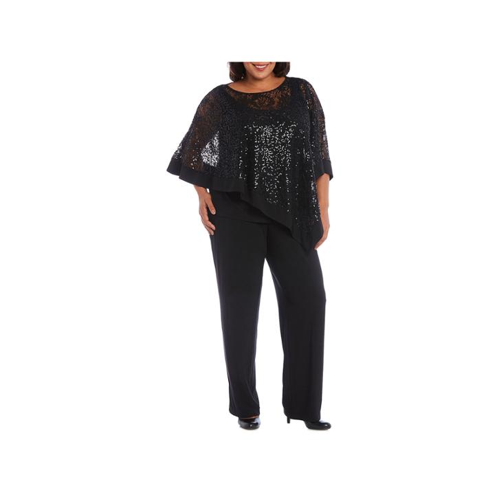 2 Pc Poncho Pantsuit - Plus