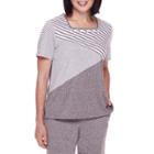 Alfred Dunner Acadia Short-sleeve Spliced Striped Top