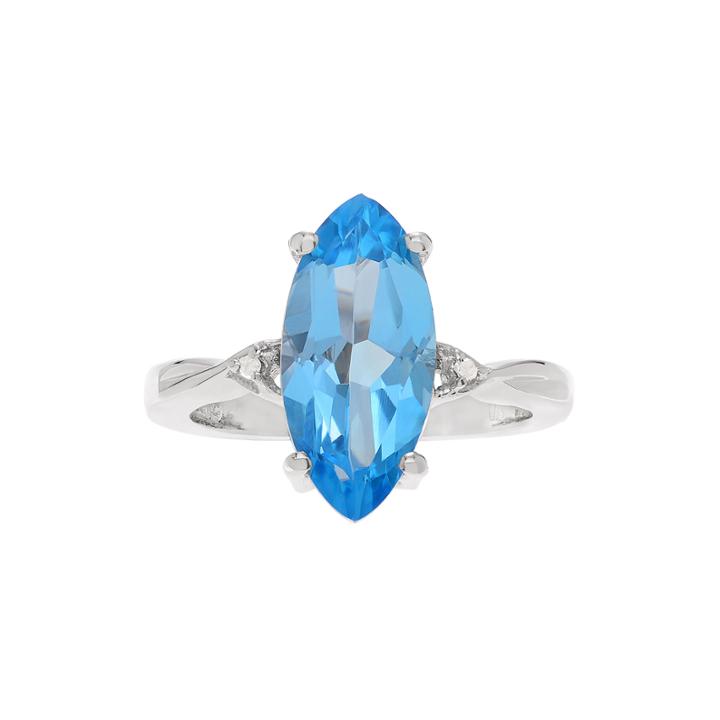 Genuine Blue Topaz And 1/10 Ct. T.w. Diamond Sterling Silver Ring