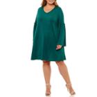 Boutique + 3/4 Bell Sleeve Shift Dress-plus