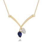 Lab Created Blue & White Sapphire In 14k Gold Over Silver Necklace 1