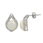 8-8.5mm Cultured Freshwater Button Pearl Sterling Silver Earrings