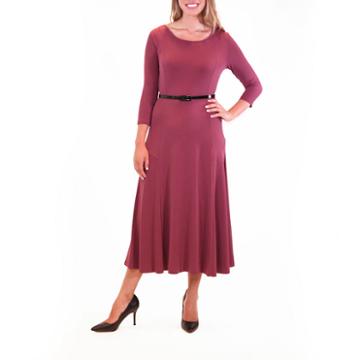 Nina Leonard Long Dress With Self Belt