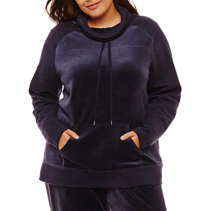 St. John's Bay Active Long Sleeve Velour Pullover-plus