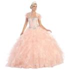 Strapless Ruffled Layered Quinceanera Ball Gown With Bolero Jacket - Juniors