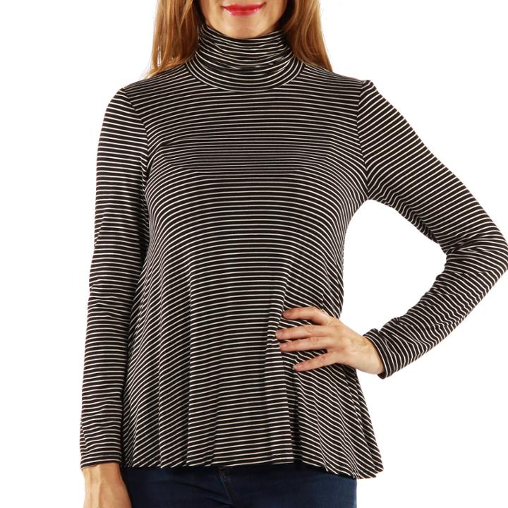 24/7 Comfort Apparel Striped Turtleneck Turtleneck