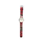 Olivia Pratt Womens Silver-tone Faux Mop Dial Red Patterned Fabric Strap Watch 10352tr