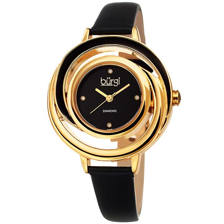 Burgi Womens Black Strap Watch-b-210bk