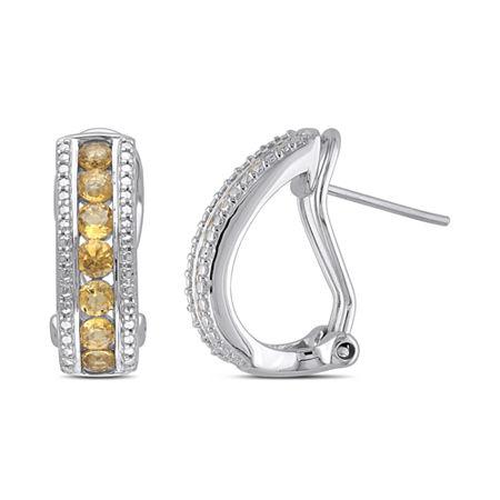 Genuine Citrine Sterling Silver Hoop Earrings