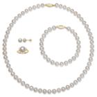 Womens 4-pc. White Pearl 14k Gold Over Silver Jewelry Set