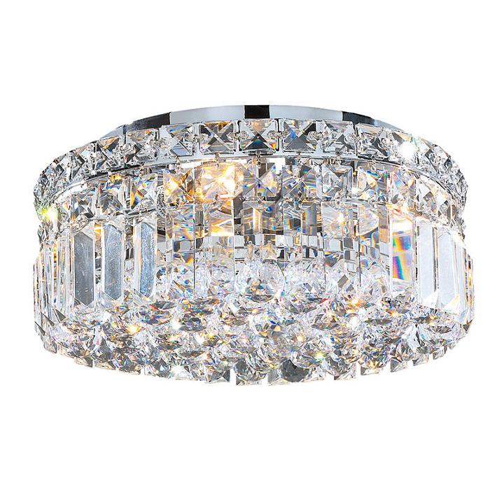 Cascade Collection 4 Light 5.5 Round Chrome Finish And Clear Crystal Flush Mount Ceiling Light