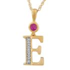 E Womens Lab Created Red Ruby 14k Gold Over Silver Pendant Necklace