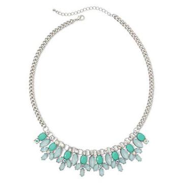 Mixit Silver-tone Mint Marquise Statement Necklace