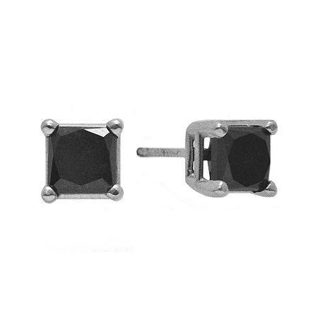 1 Ct. T.w. Color-enhanced Black Diamond Princess-cut Stud Earrings
