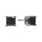1 Ct. T.w. Color-enhanced Black Diamond Princess-cut Stud Earrings