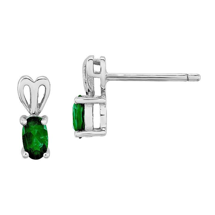 Lab Created Green Emerald Sterling Silver 10mm Stud Earrings
