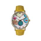 Olivia Pratt Womens Multicolor Heart, Birds And Flowers Dial Yellow Leather Watch 26362yellow