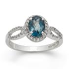 Womens Topaz Blue Sterling Silver Oval Cocktail Ring