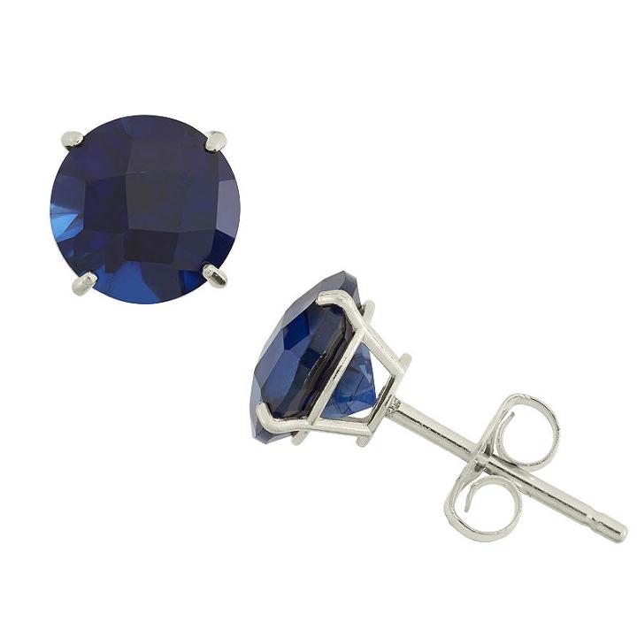 Lab Created Blue Sapphire 10k Gold 6mm Stud Earrings
