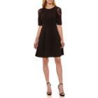 London Style Elbow Sleeve Fit & Flare Dress-petites
