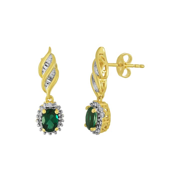 Lab-created Emerald And Diamond-accent Twist Earrings