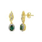 Lab-created Emerald And Diamond-accent Twist Earrings