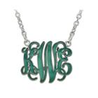 Personalized 19mm Sterling Silver Enamel Monogram Necklace