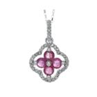 1/8 Ct. T.w. Diamond And Lead Glass-filled Ruby 10k White Gold Flower Pendant Necklace
