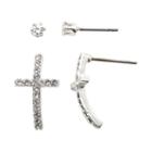 The Skinny Crystal Cross And Stud Earring Set