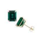 Emerald Green Emerald 10k Gold Stud Earrings
