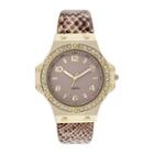 Womens Faux Leather Stone Accent Watch