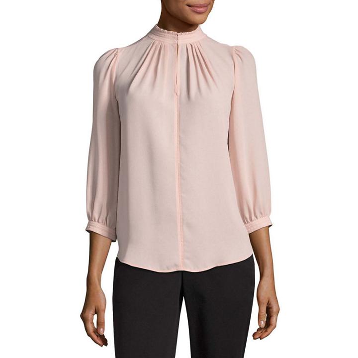 Worthington 3/4 Sleeve Woven Blouse-petites