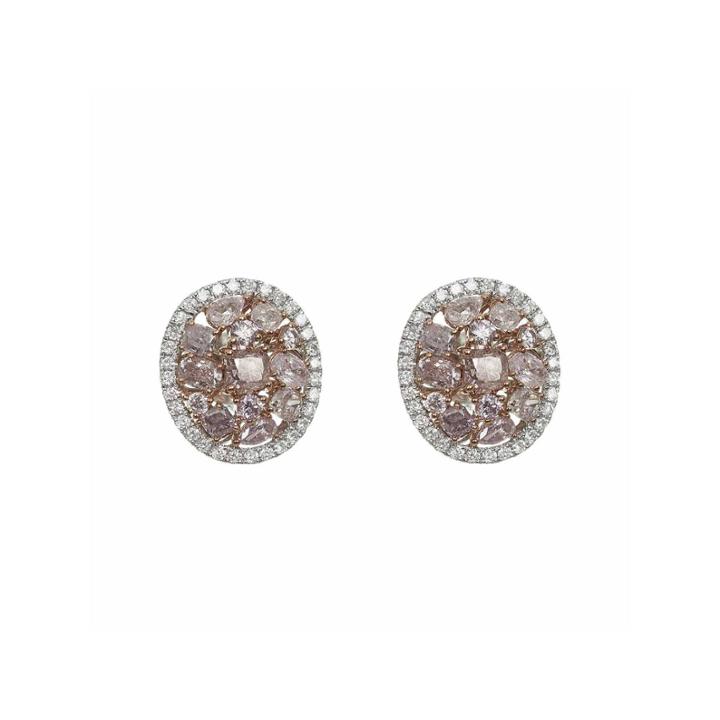 2 1/5 Ct. T.w. Pink Diamond 18k Gold Stud Earrings
