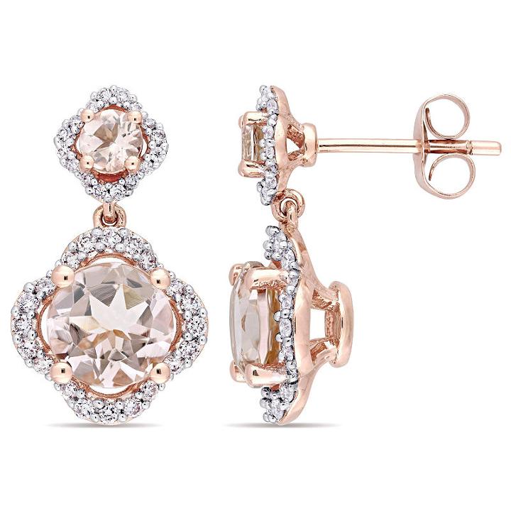 3/8 Ct. T.w. Pink Morganite 14k Gold Ear Pins