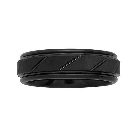 Mens 7mm Comfort Fit Grooved Tungsten Wedding Band