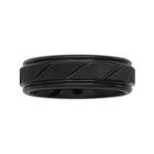 Mens 7mm Comfort Fit Grooved Tungsten Wedding Band