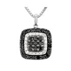 1 Ct. T.w. White And Color-enhanced Black Diamond Sterling Silver Square Pendant Necklace