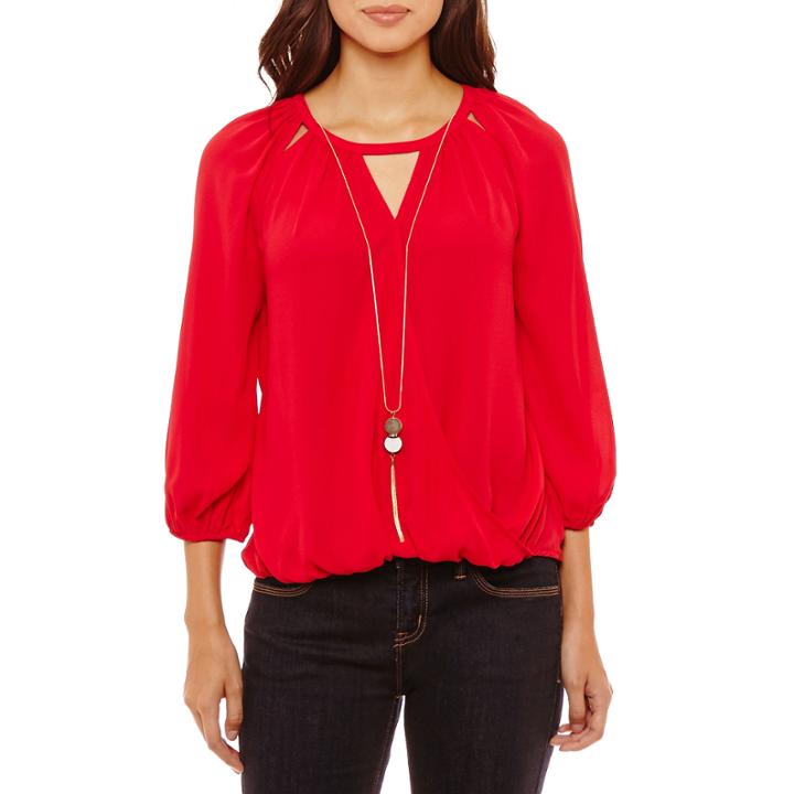 Bold Elements Draped 3.4 Sleeve Necklace Top