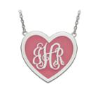 Personalized Sterling Silver 29mm Enamel Heart Monogram Necklace