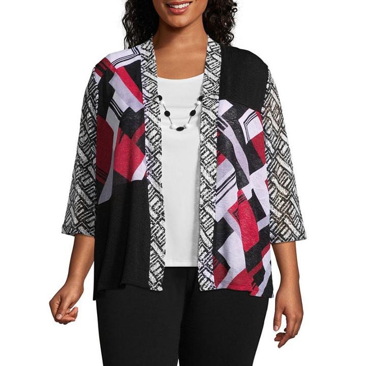 Alfred Dunner Barcelona Mixed Media Layered Blouse - Plus