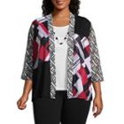 Alfred Dunner Barcelona Mixed Media Layered Blouse - Plus