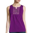 St. John's Bay Short-sleeve Embroidered Tank Top
