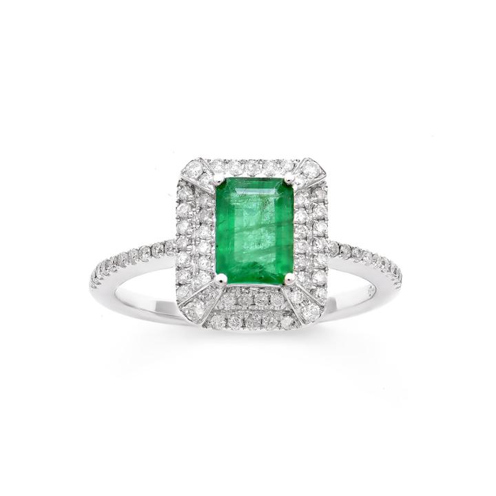 Womens 1/3 Ct. T.w. Genuine Emerald 14k Gold Cocktail Ring