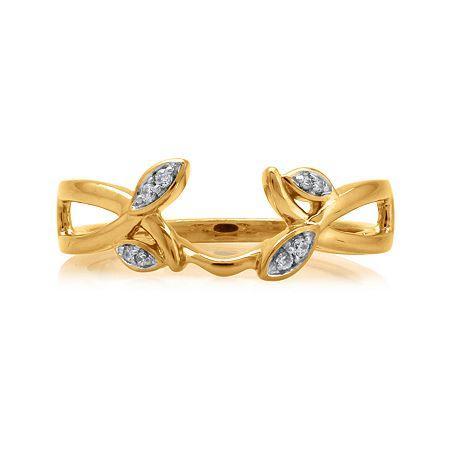 Diamond-accent 14k Yellow Gold Floral Ring Guard