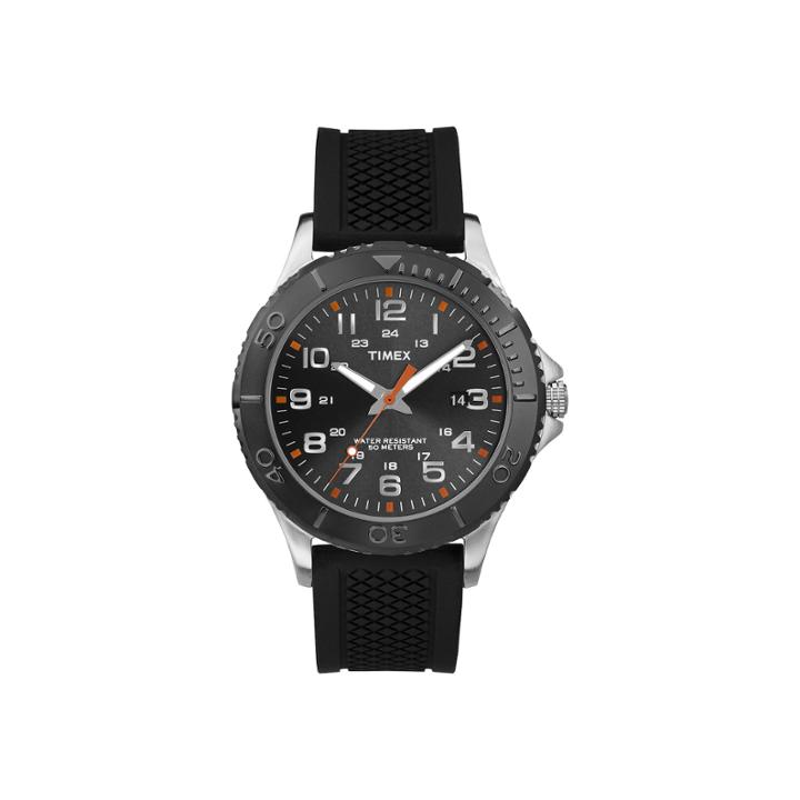 Timex Main Street Mens Black Silicone Strap Watch